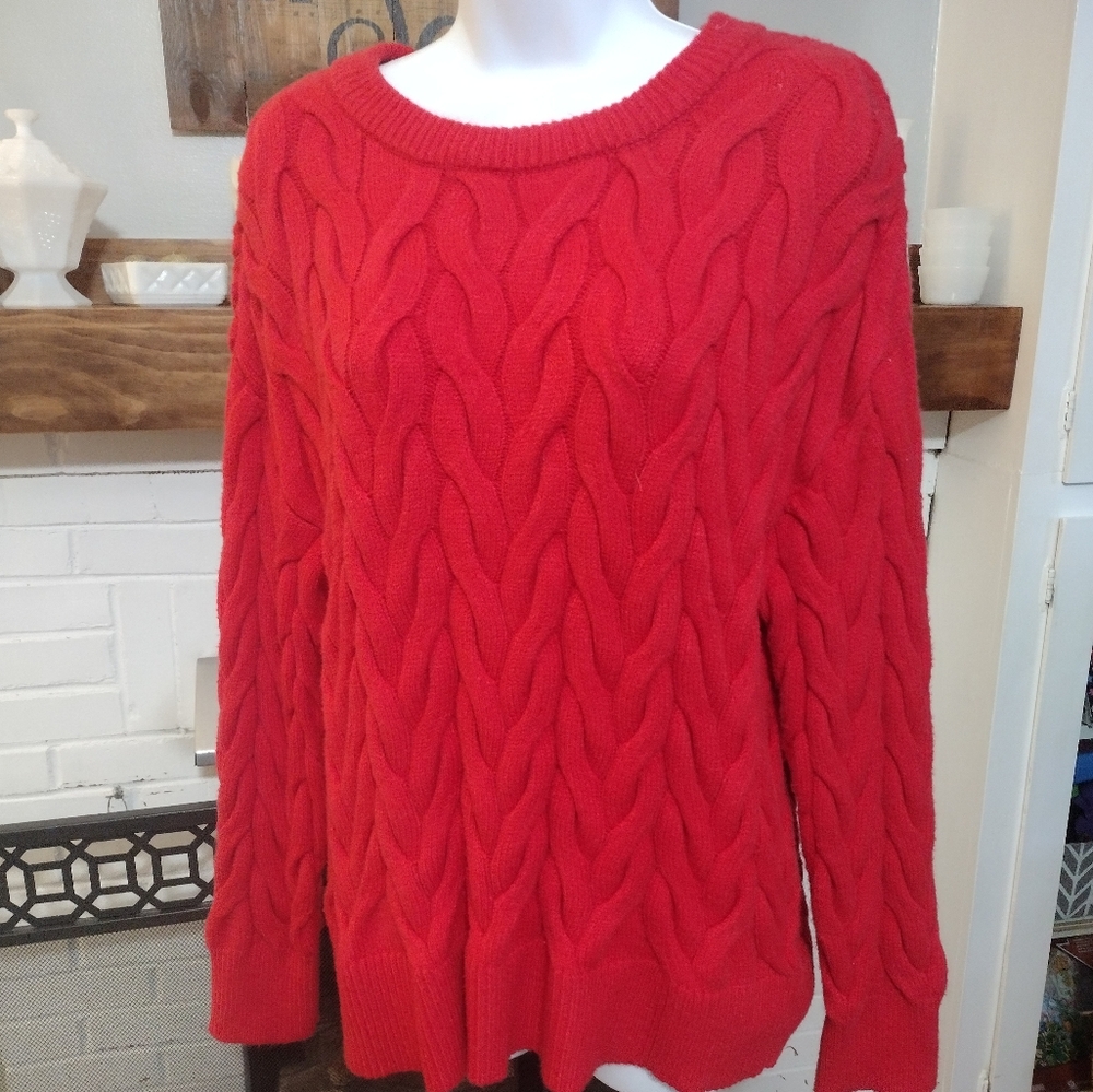 NEW Philosophy red cable knit sweater